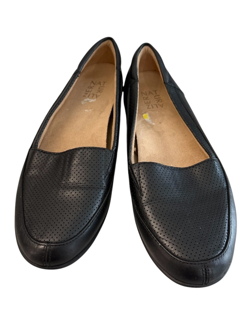 Naturalizer Women’s Black Leather Perforated Round Toe Slip-On Loafers Sz 9 GUC